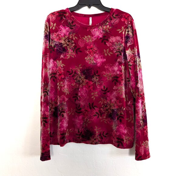White Stag Tops - WHITE STAG Top Women's XL Multicolor Velvet Floral Artsy Pullover